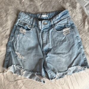 Zara Ripped Jean Shorts